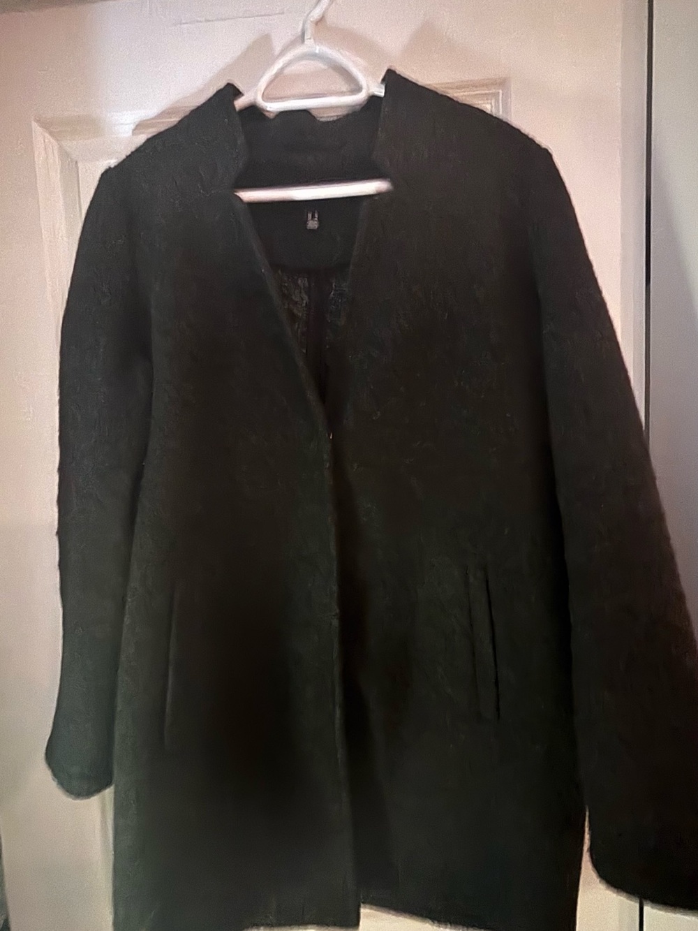 Vero Moda Black Textured Open-Front Pea Coat